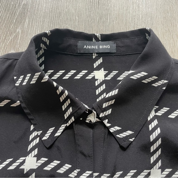 Anine Bing Aspen Shirt in Black and White Plaid Button Up Long Sleeve - Picture 6 of 10